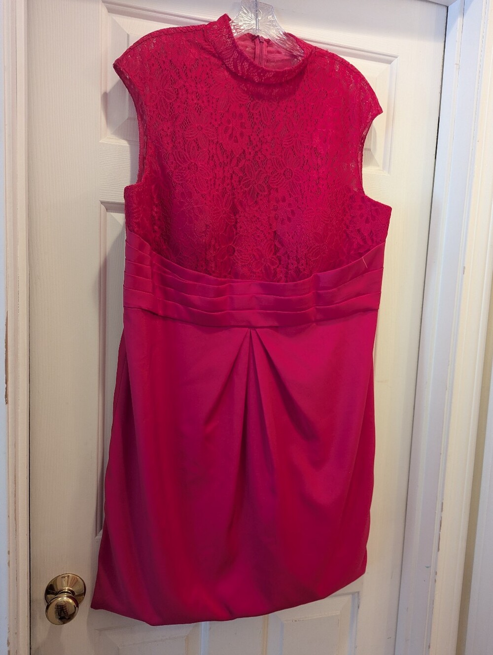JJ’s House Hot Pink Sleeveless Lace Top Maxi Dress *No Size Tag - See Note
